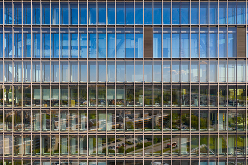 Data and Block Storage Abstracts. Part of building in financial district in Dublin