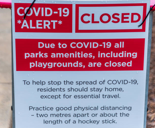 istock A sign telling people to stay away from a park. 1226754356