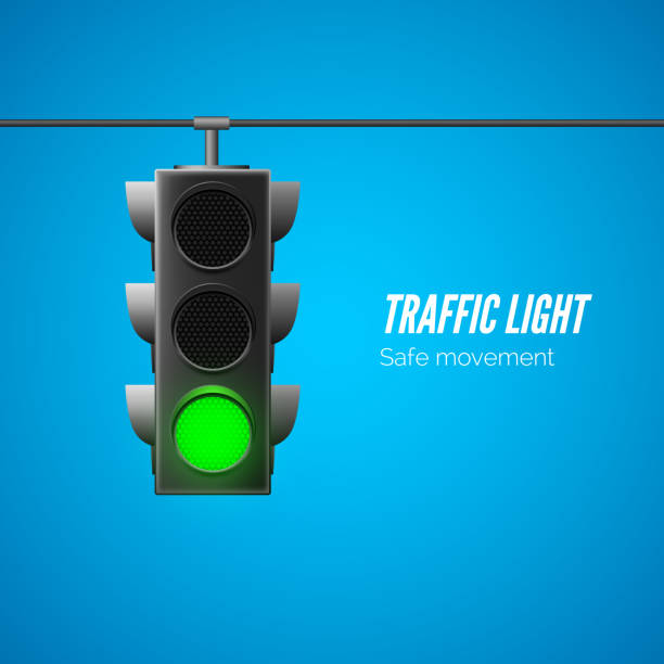 realistische ampel. verkehrsgesetze. vektor-illustration - green light stock-grafiken, -clipart, -cartoons und -symbole