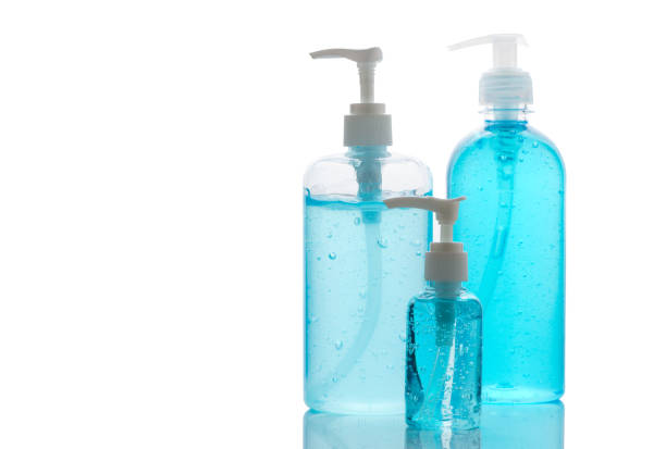 istock Three Hand sanitizer bottle or alcohol gel isolated on white background 1226762143