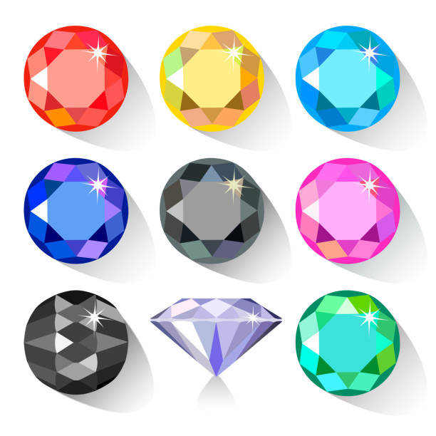 драгоценный камень вырезать цвет формы набор изолированных на белом фоне - jewelry color image gift gem stock illustrations