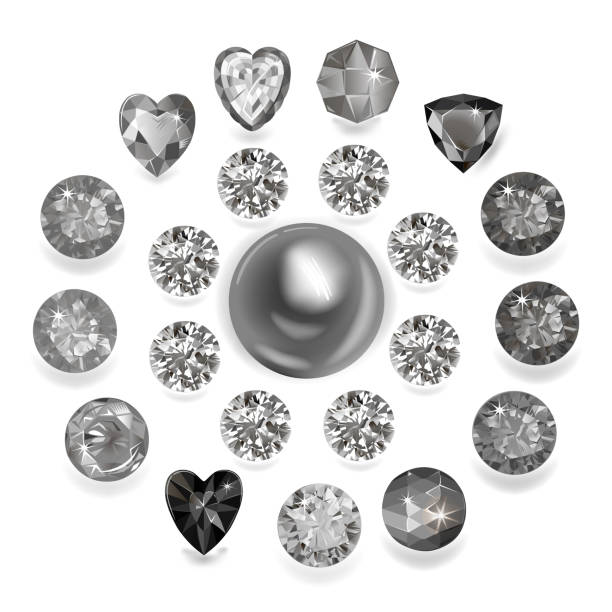 Set of greyscale black gems Royalty Free Vector Image