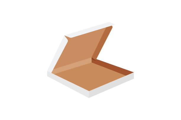 illustrazioni stock, clip art, cartoni animati e icone di tendenza di scatola per pizza di carta aperta su sfondo bianco. illustrazione vettoriale. - box cardboard box open opening