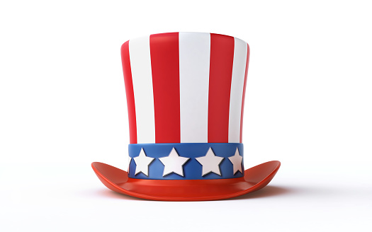 3d illustration of uncle Sam's hat isolated on white background