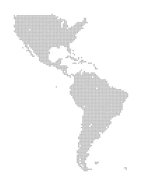 Vector illustration of Map of North and South America using Squares