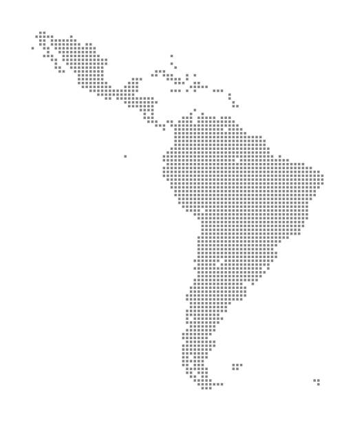 Map of Latin America using Squares This vector illustration uses squares to create a detailed map of Latin America. The EPS 10 file is easy to colour and customise if required and can be scaled to any size without loss of quality, making it an ideal design element for your project. central america stock illustrations