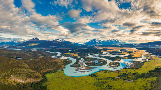 Chile, Patagonia - Chile, South America, Torres del Paine National Park, Andes, aerrial view