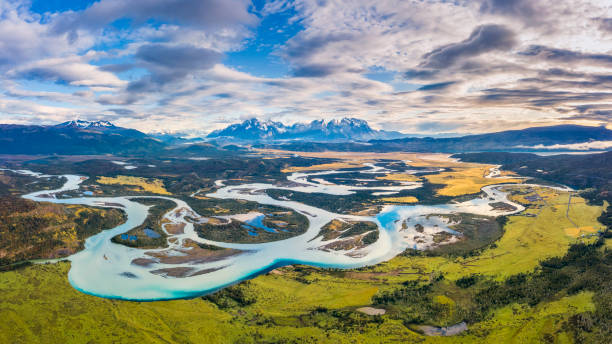 Serrano River with view to Cerro Torre, Torres del Paine, Chile