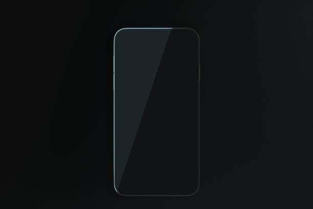 The black mobile phone on the black table, 3d rendering.