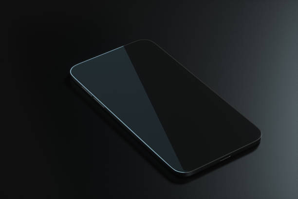 istock The black mobile phone on the black table, 3d rendering. 1226774661