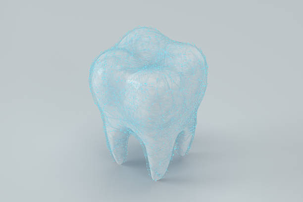 istock White tooth with blue protective film on it, 3d rendering. 1226777867