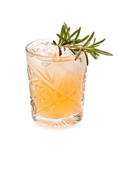 Cold alcoholic cocktail isolated on white background.