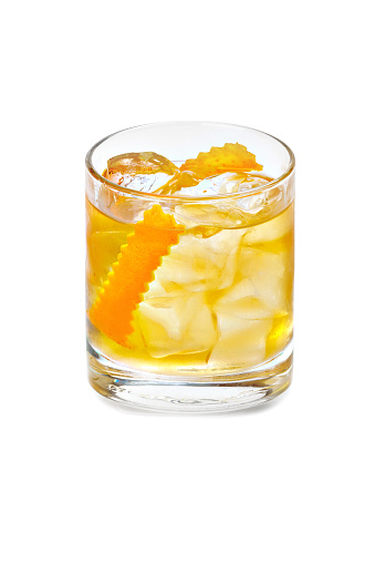 Cold alcoholic cocktail isolated on white background.