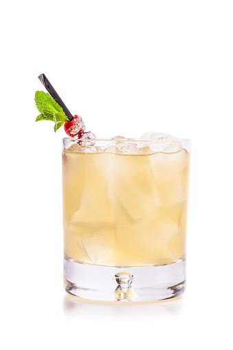 Cold alcoholic cocktail isolated on white background.