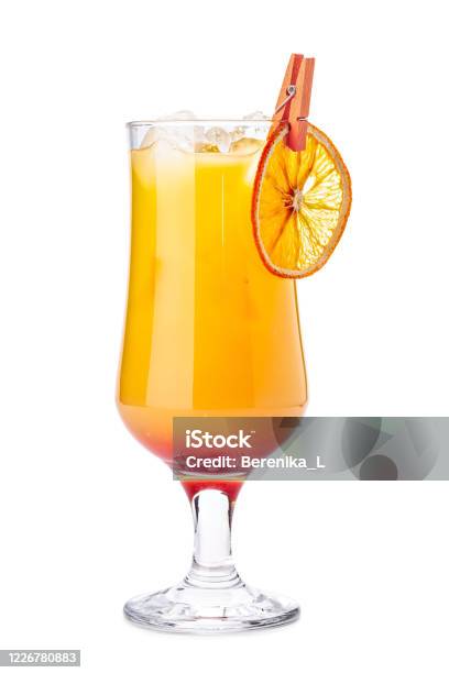 Cold Alcoholic Cocktail Isolated On White Background Stock Photo - Download Image Now