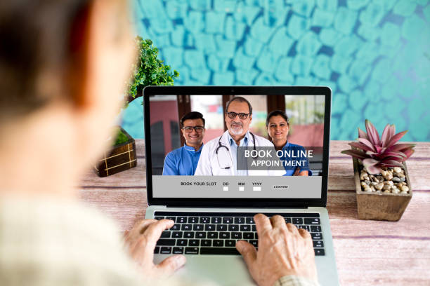 istock Man booking online appointment with doctor at home 1226781695