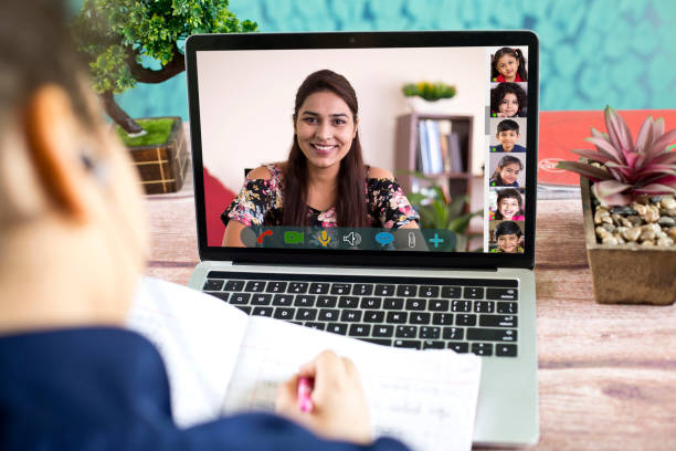 istock Distance learning from home on video conference call 1226781955