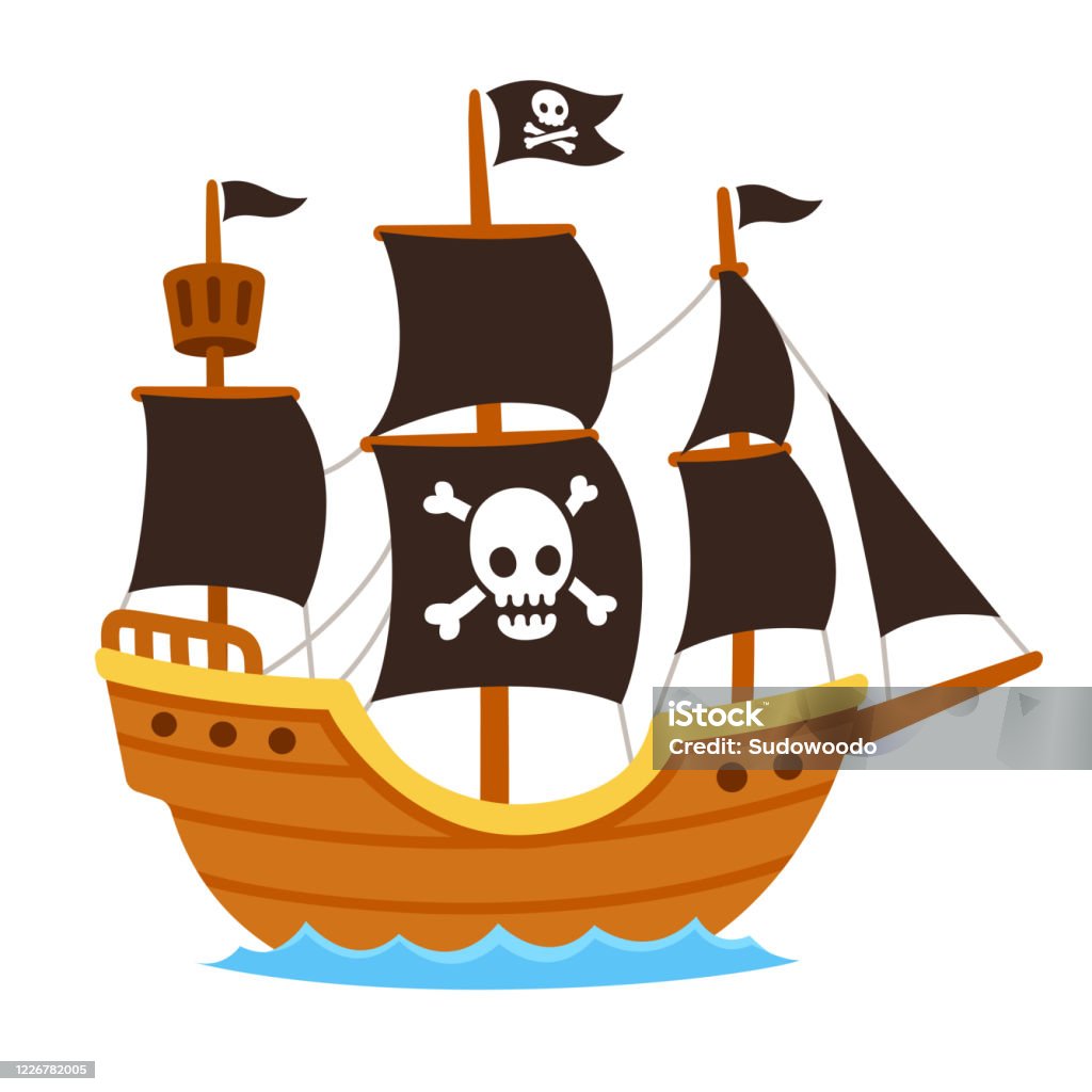 Pirate Ship Cartoon Stock Illustration - Download Image Now - Tall Ship,  Skull, Skull and Crossbones - iStock