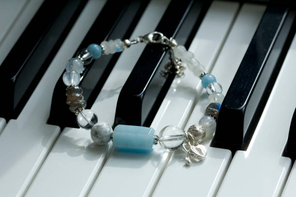 Special White Stone Piano Key Vintage Sterling Silver Bracelet Special White Stone Piano Key Vintage Sterling Silver Bracelet