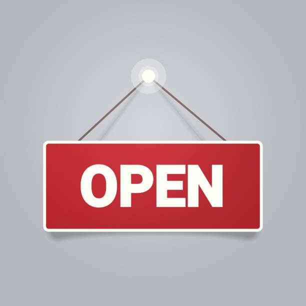 istock open door advertising sign store opening concept label with text flat 1226783390