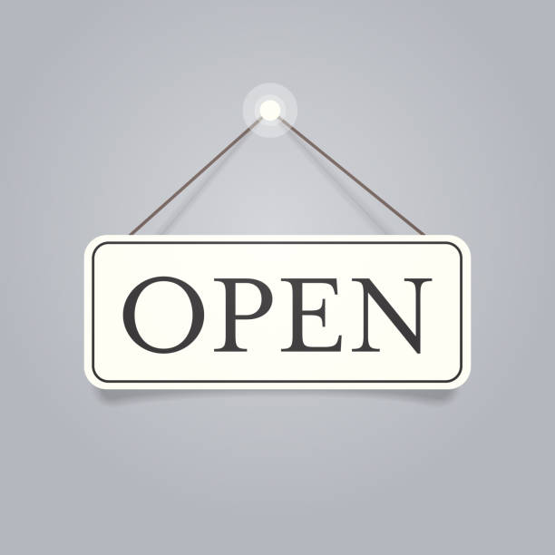 istock open door advertising sign store opening concept label with text flat 1226783448