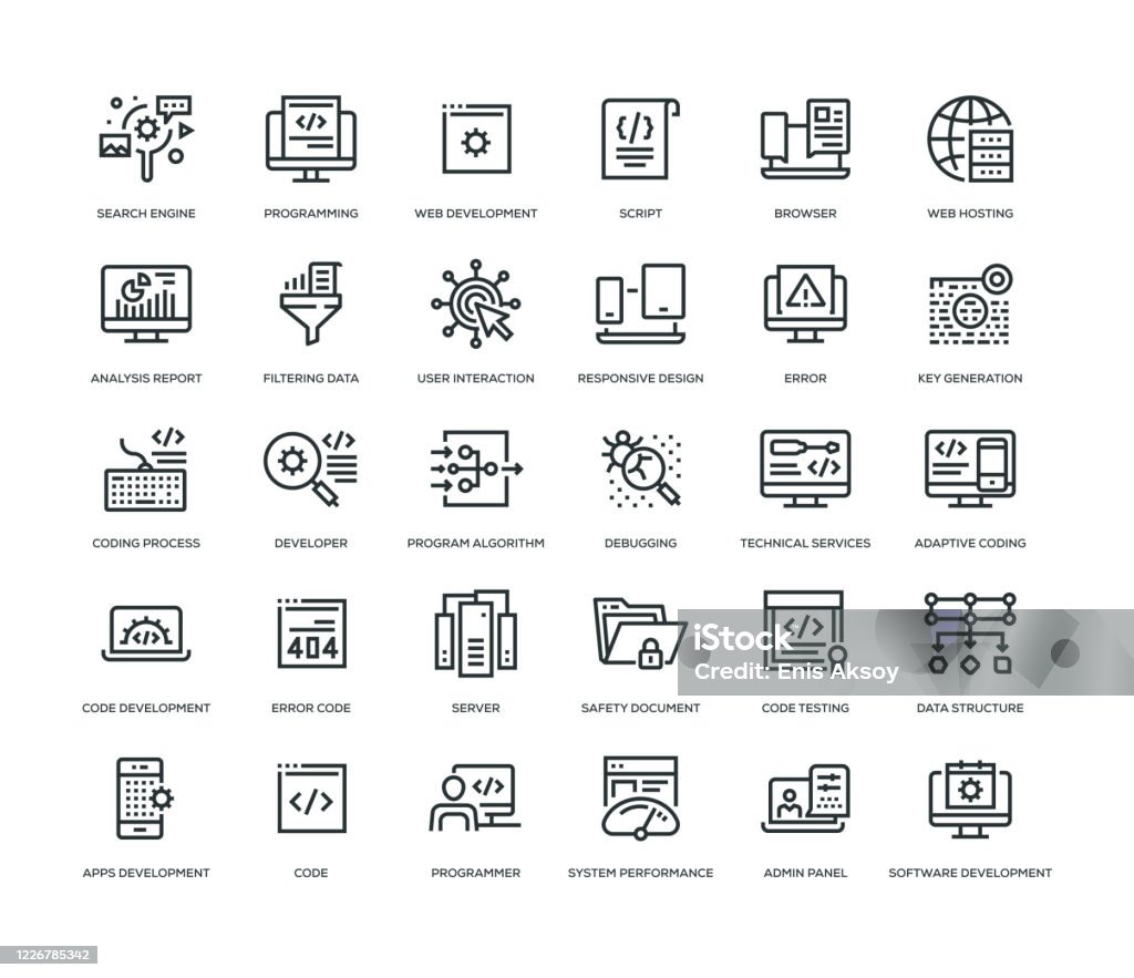 Programming Icon Set Stock Illustration - Download Image Now - Computer ...