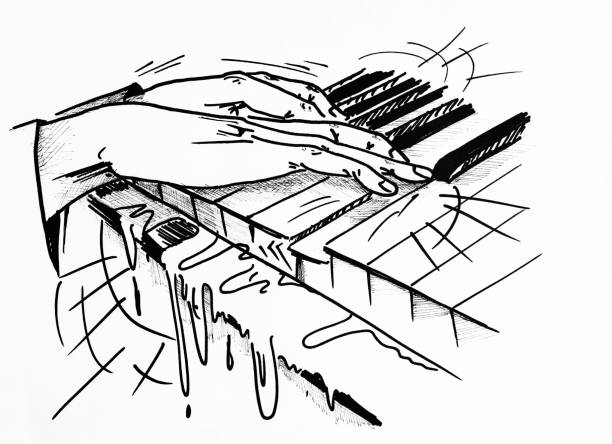 istock The pianist’s hands quickly and energetically play the piano. Drawing on paper, illustration. 1226788170