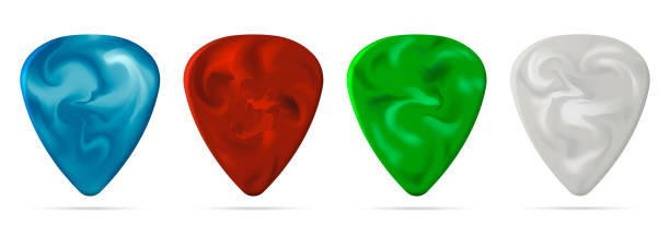 Set of guitar pick isolated on white background. Vector illustration. Set of guitar pick isolated on white background. Vector illustration. Eps 10. pink guitar stock illustrations