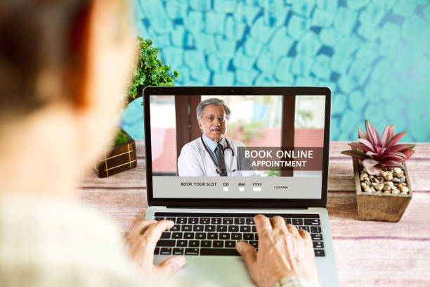 istock Man booking online appointment with doctor at home 1226795201