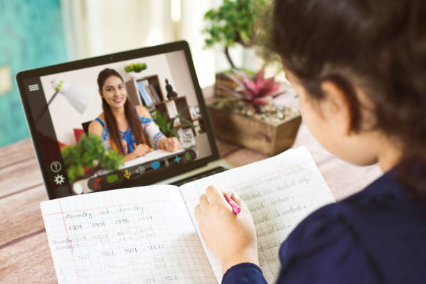 istock Distance learning from home on video conference call 1226796191