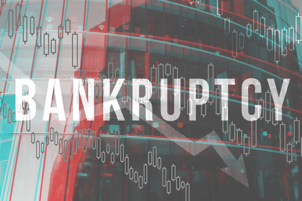Bankruptcy concept on the background of a modern building. stock photo