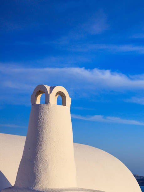 istock Santorini, Greece. White chimney detail against blue sky background. 1226797414