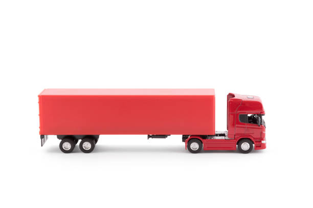 istock Red long truck with a trailer isolated on white background with clipping path 1226797950
