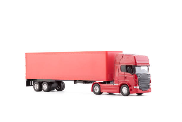 istock Red long truck with a trailer isolated on white background with clipping path 1226798498