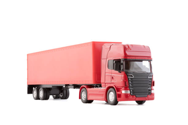 istock Red long truck with a trailer isolated on white background with clipping path 1226798542
