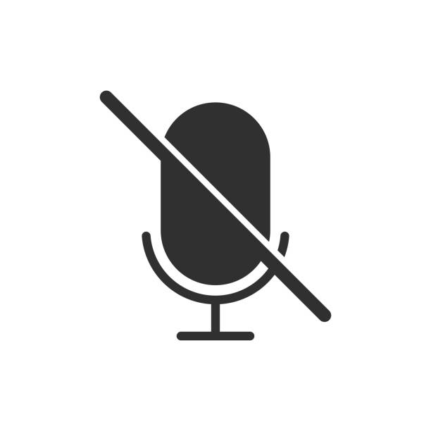 ilustrações de stock, clip art, desenhos animados e ícones de microphone audio muted icon isolated on white background. vector illustration. - soft focus