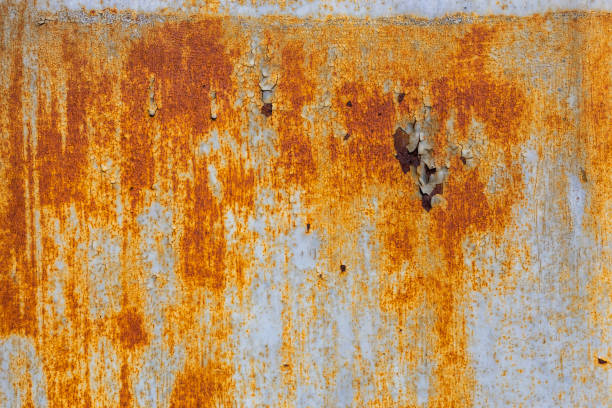 istock abstract background and texture of white steel surface with orange rust stains 1226801041