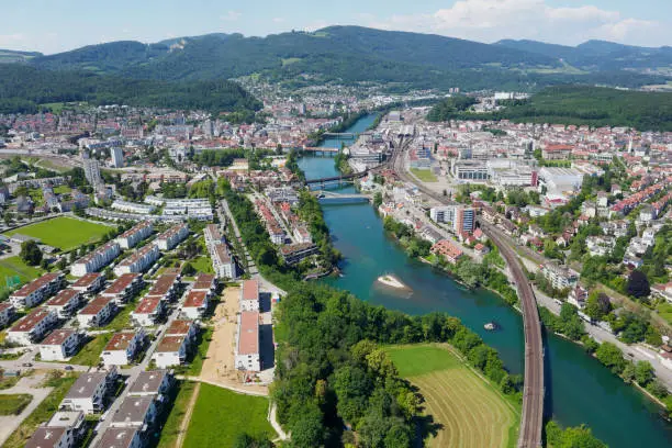 aerial view of Olten (canton of Solothurn, Switzerland)