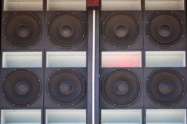 istock Audio columns are a system of several pieces. Close-up audio systems 1226809608