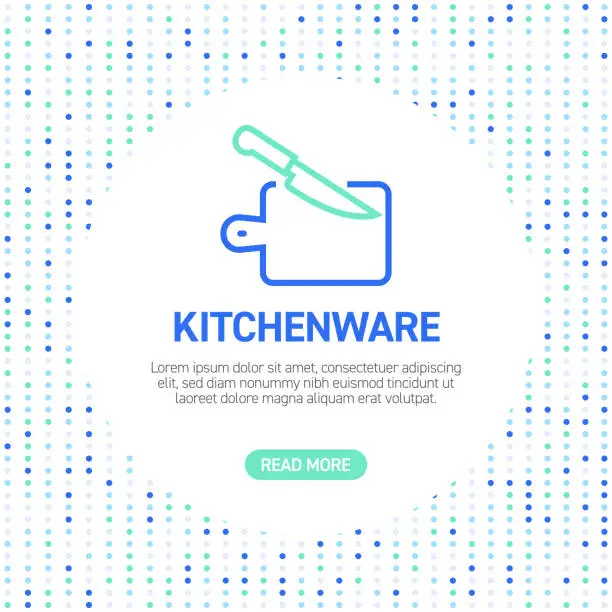 Vector illustration of Kitchenware Line Icons. Simple Outline Icons with Pattern