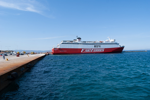 Rafina, Greece - May 9, 2020: ferry boat \