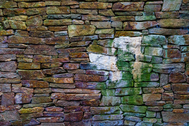 Multi Color Treated Brick Stone Surface Background, New Jersey, USA.