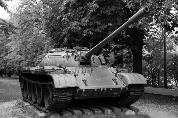 Old tank in black and white