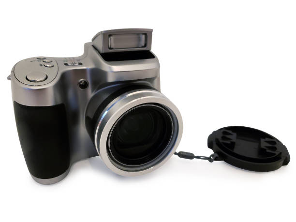 Antiquated Digital Camera with Clipping Path over White Background