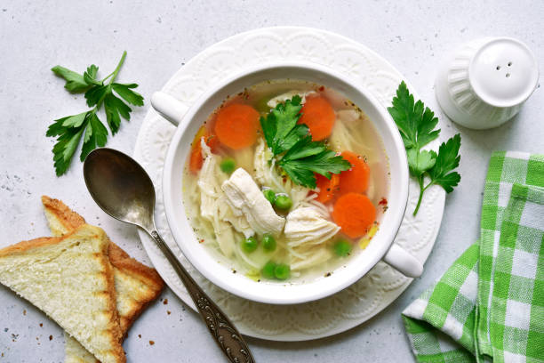 istock Chicken soup with vegetable in a white bowl 1226822919