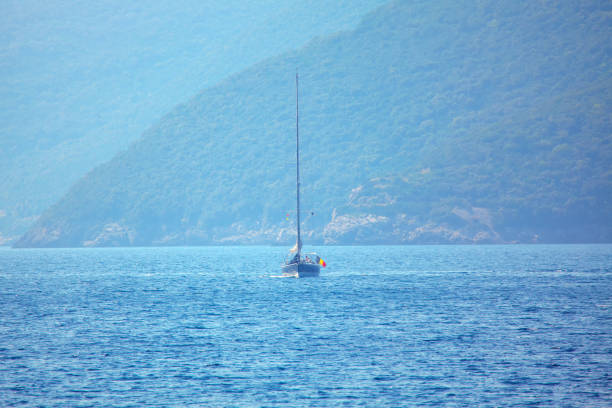 long mast yacht sailing in the sea