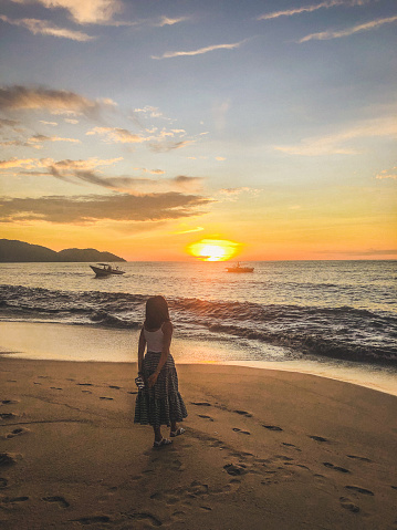 Beautiful yellow sunset in Penang Island, Malaysia