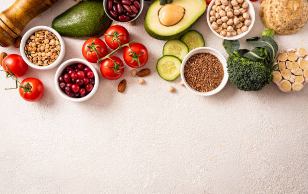 istock Vegan and healthy eating concept on white background 1226827407