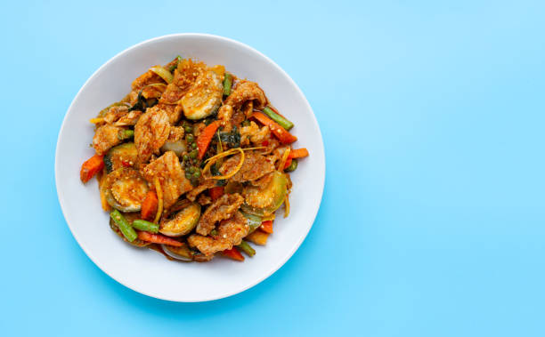 istock Thai food, Spicy stir-fried pork with herbs 1226828736