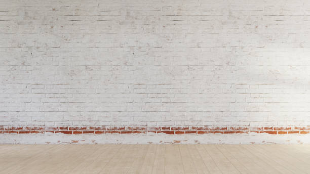 istock Empty brick wall and wooden floor. Grunge minimal design. Empty interior. 3D render. 1226830402
